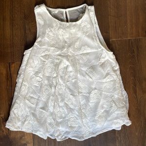 Crochet/lace overlay white blouse